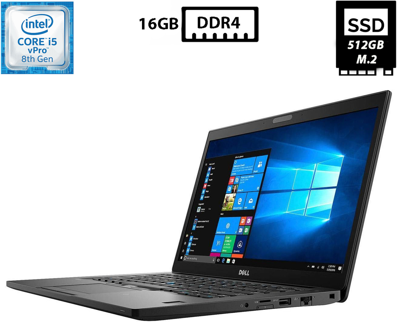 Ноутбук Dell Latitude 7490/14”IPS 1920x1080/Core i5-8350U 1.70GHz/16GB DDR4/SSD 512GB M.2/UHD Graphics 620 Камера Б/В