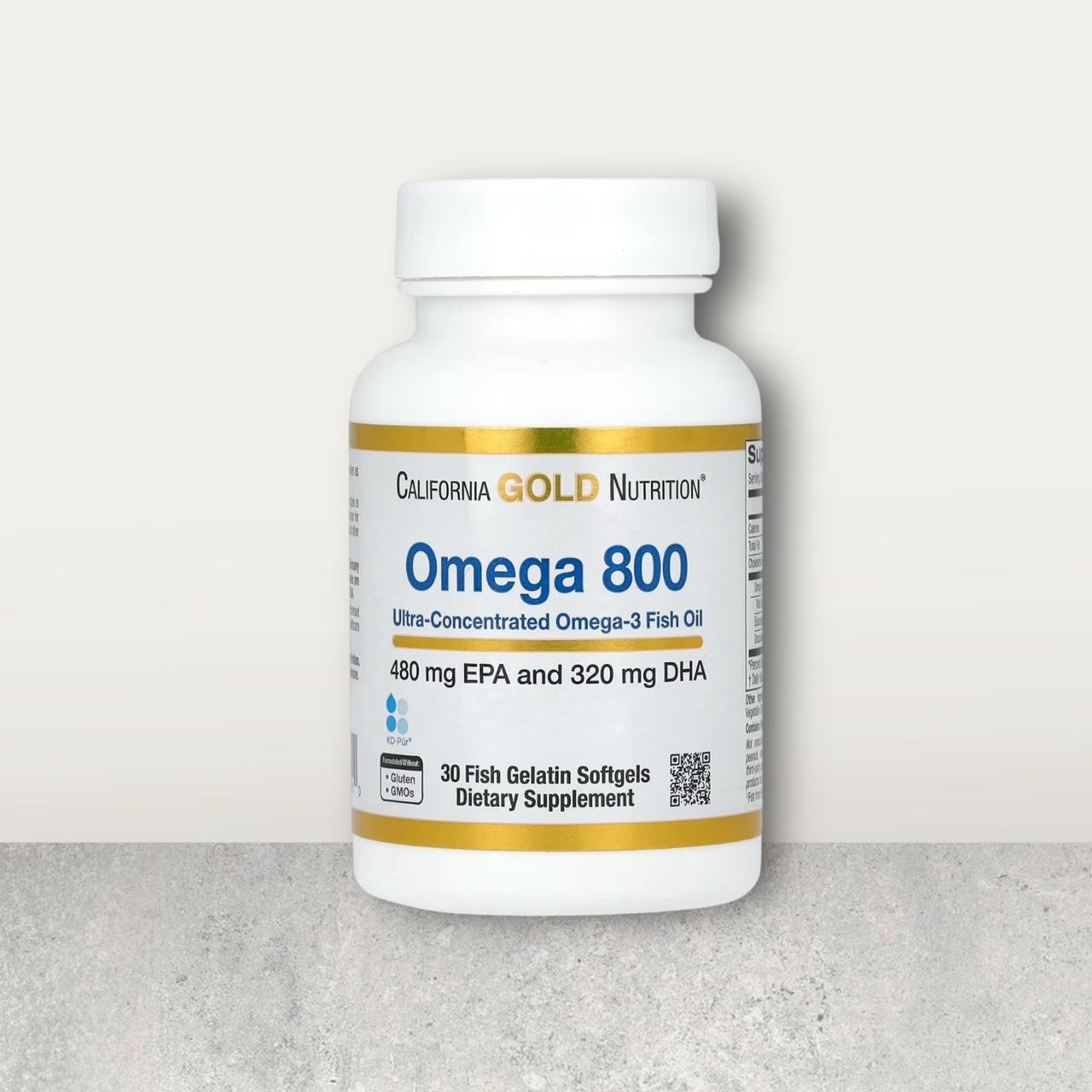 California Gold Nutrition, Омега-800, ультраконцентрований риб’ячий жир Омега-3, форма тригліцеридів, 30 капс