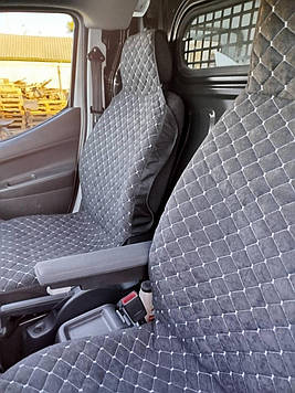 Накидки на сидіння з Алькантари чорні на передні прошитий сірою ниткою "LUX Pilot"