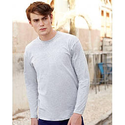 Чоловіча футболка з довгим рукавом сіра лонгслів Valueweight long sleeve Fruit of the Loom,M