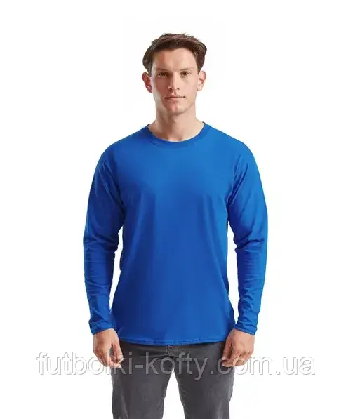 Чоловіча футболка з довгим рукавом синя лонгслів Valueweight long sleeve Fruit of the Loom,M, фото 1