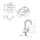 Готове рішення для кухні: Lidz H6350L Мийка інтегрована, крило зліва + Lidz Aria 015F змішувач для кухні, фото 2