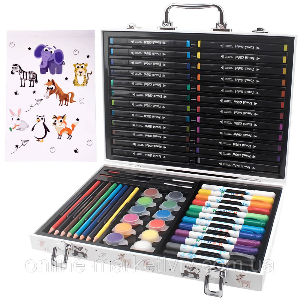 Дитячий набір для малювання 58 предметів, у кейсі / Художній набір для творчості / Набір художника, фото 1