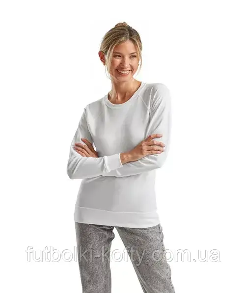 Світшот жіночий білий светр легкий Lightweight raglan Fruit Of The Loom,S, фото 1