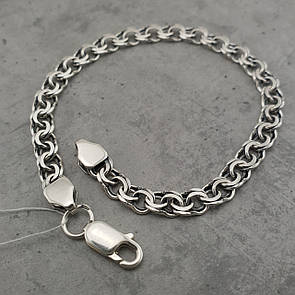 Чоловічий срібний браслет Бісмарк. Чоловічий браслет на руку срібло 925. Ширина 6 мм. 19 см