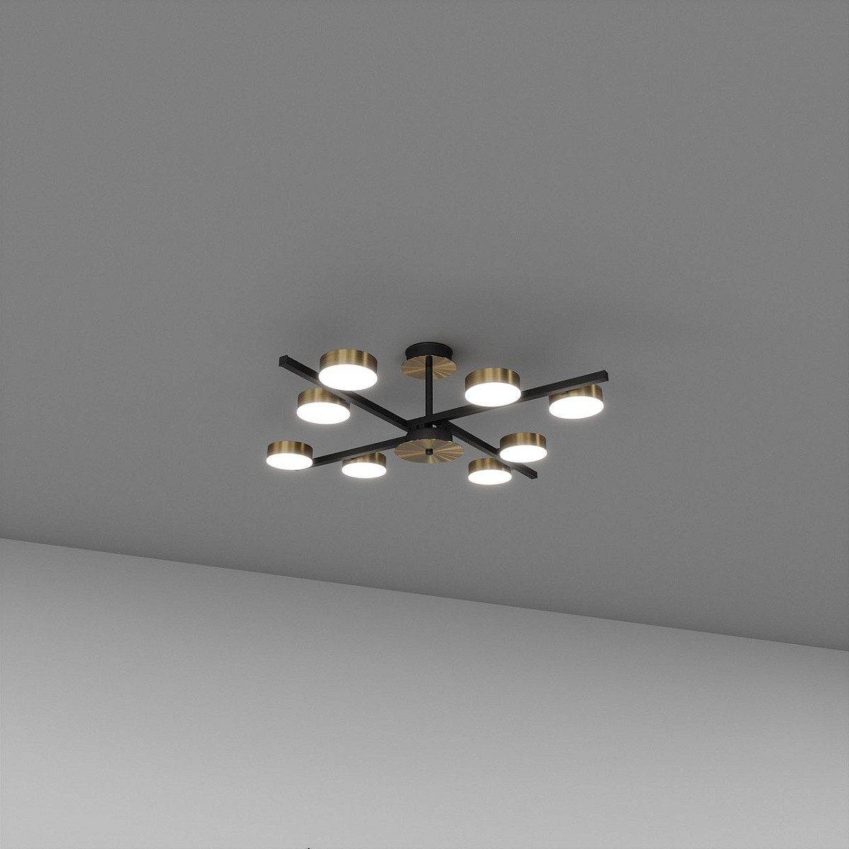 Сучасна світлодіодна люстра SV0008-8 BK+GD 3000K, фото 1