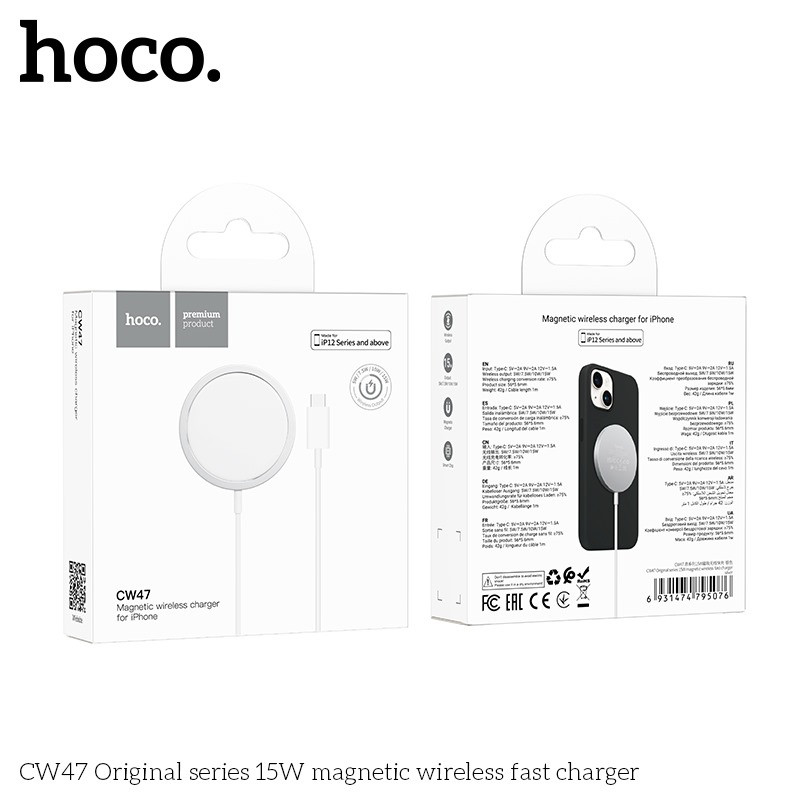 Бездротове Зарядне Hoco CW47 15W Magnetic сталевий, фото 1