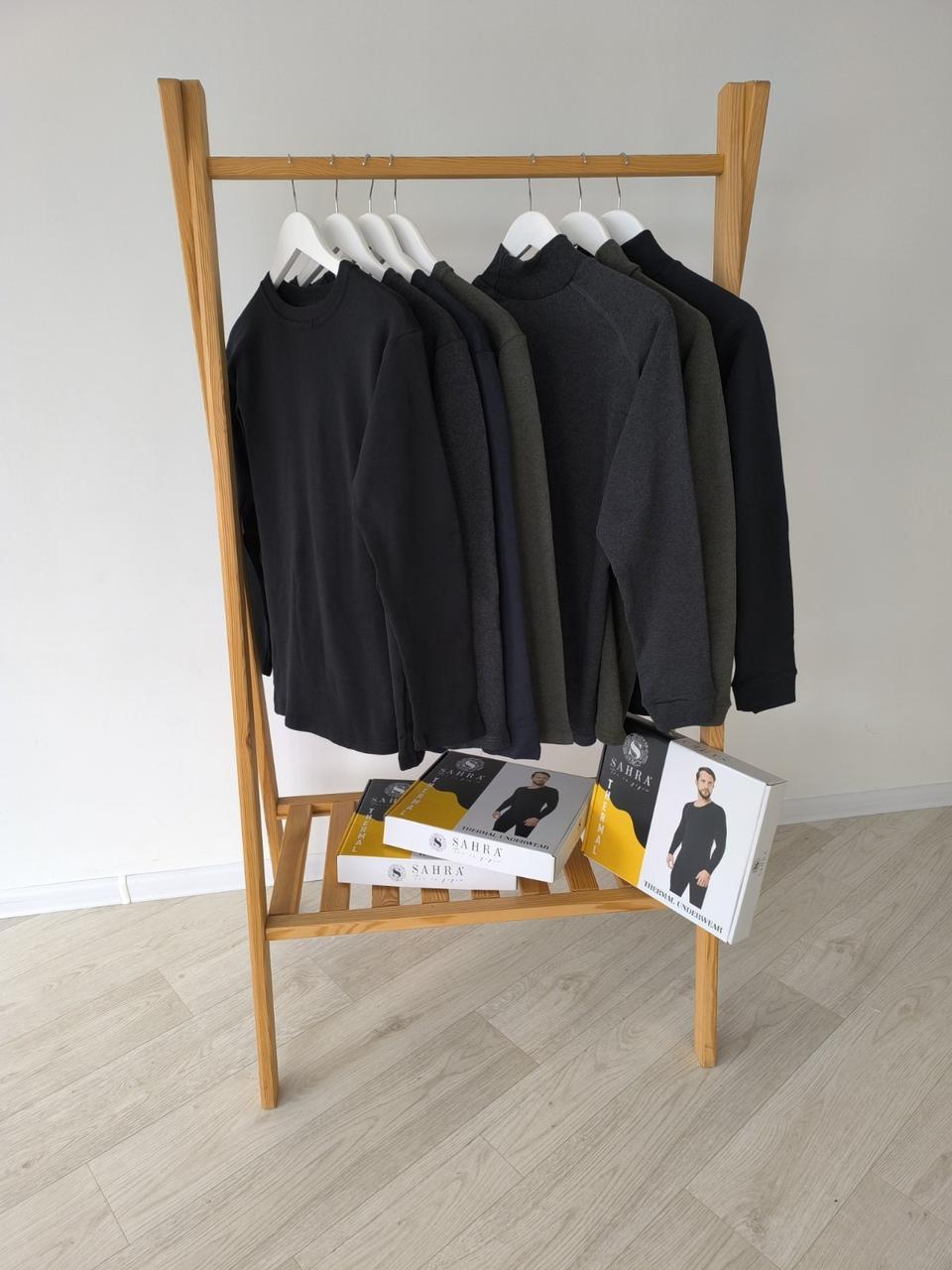 Турецька термобілизна «Thermal» S, M, L, XL, 2XL, 3ХЛ з начосом у коробці ЧОРНИЙ АНТРАЦИТ