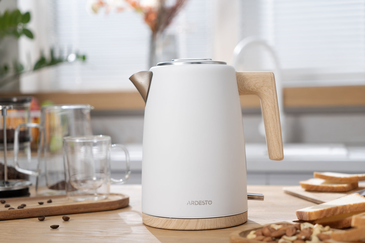 Електрочайник ARDESTO EKL-F420WWD, 1.7 л, метал, мат, Strix, білий