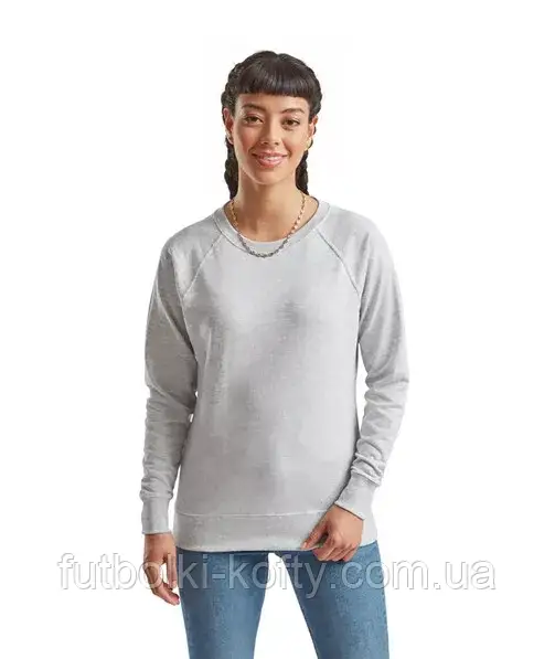 Світшот жіночий сірий светр легкий (сіро-ліловий) Lightweight raglan Fruit Of The Loom,2XL