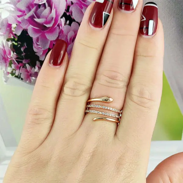 Кільце Змія медзолото, розмір 17,18 позолота, фото 1