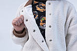 Кофта бомбер тедді на кнопках для дівчинки молочного кольору р. 140-170, фото 4