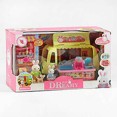 Набір дитячих меблів з автобусом та зайчатами 3 персонажі 41х19х24 см від 5 років