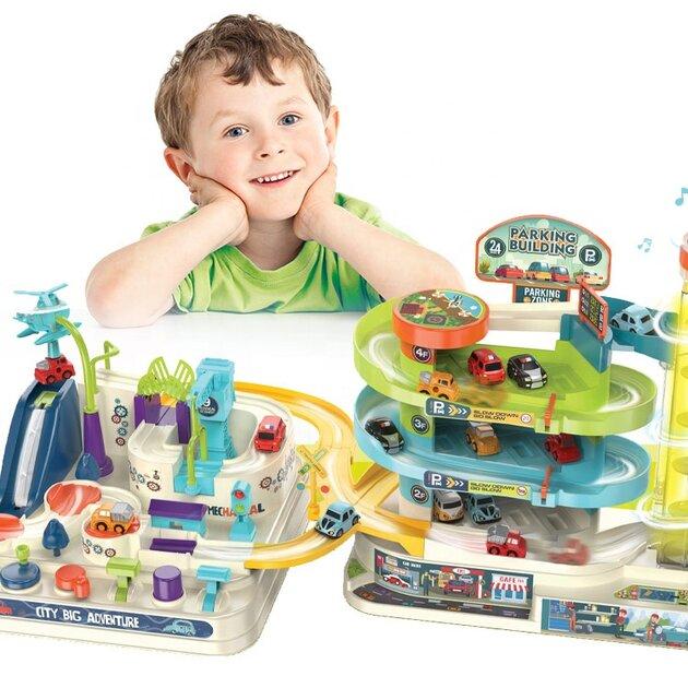 Гараж паркування дитяче багаторівневе з машинками 54х27х12 см, фото 1