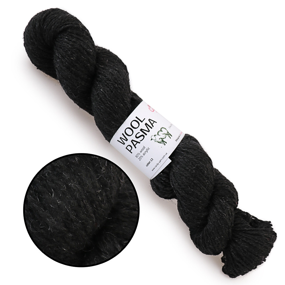 Носкова пряжа вовна з акрилом, Чорний No13, Candy-Yarn, 100 г/350 м
