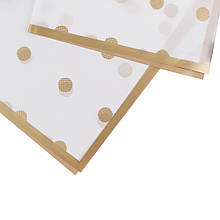 Пакувальний папір, білий із золотими кругами, матова, маленька золота окантовка, 57*57