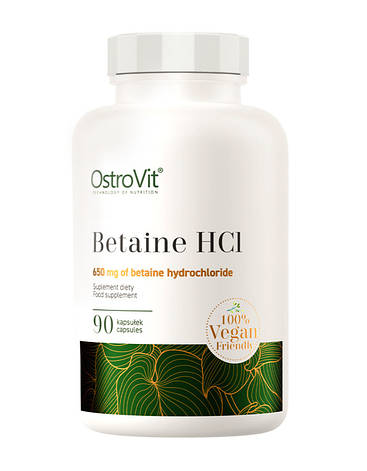 Здоров'я Бетаїн OstroVit Betaine HCl VEGE 90 капс Польща, фото 1