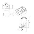 Готове рішення для кухні: Lidz 7849L Мийка інтегроване крило зліва + Lidz Aria 015F змішувач для кухні, фото 2