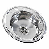 Кухонна мийка Valeso 490 полірована 0,8 кругла, фото 2