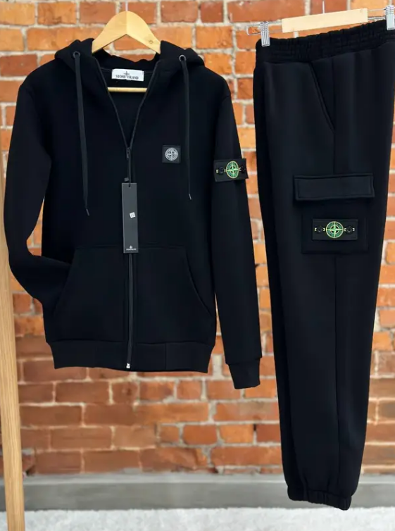 Зимовий Костюм Stone Island утеплений Стон Айленд ЗИП спортивний худі з капюшоном штани на флісі чоловічий кольори різні