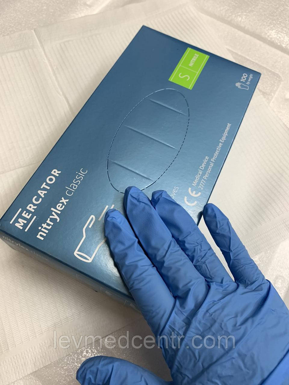 Рукавички медичні нітрилові Mercator Medical Nitrylex Classic розмір S (100 шт/50 пар/уп)