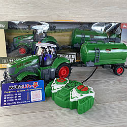 Трактор с прицепом на радиоуправлении 40см ( горят фары , подсветка кабина , прицеп снимается )