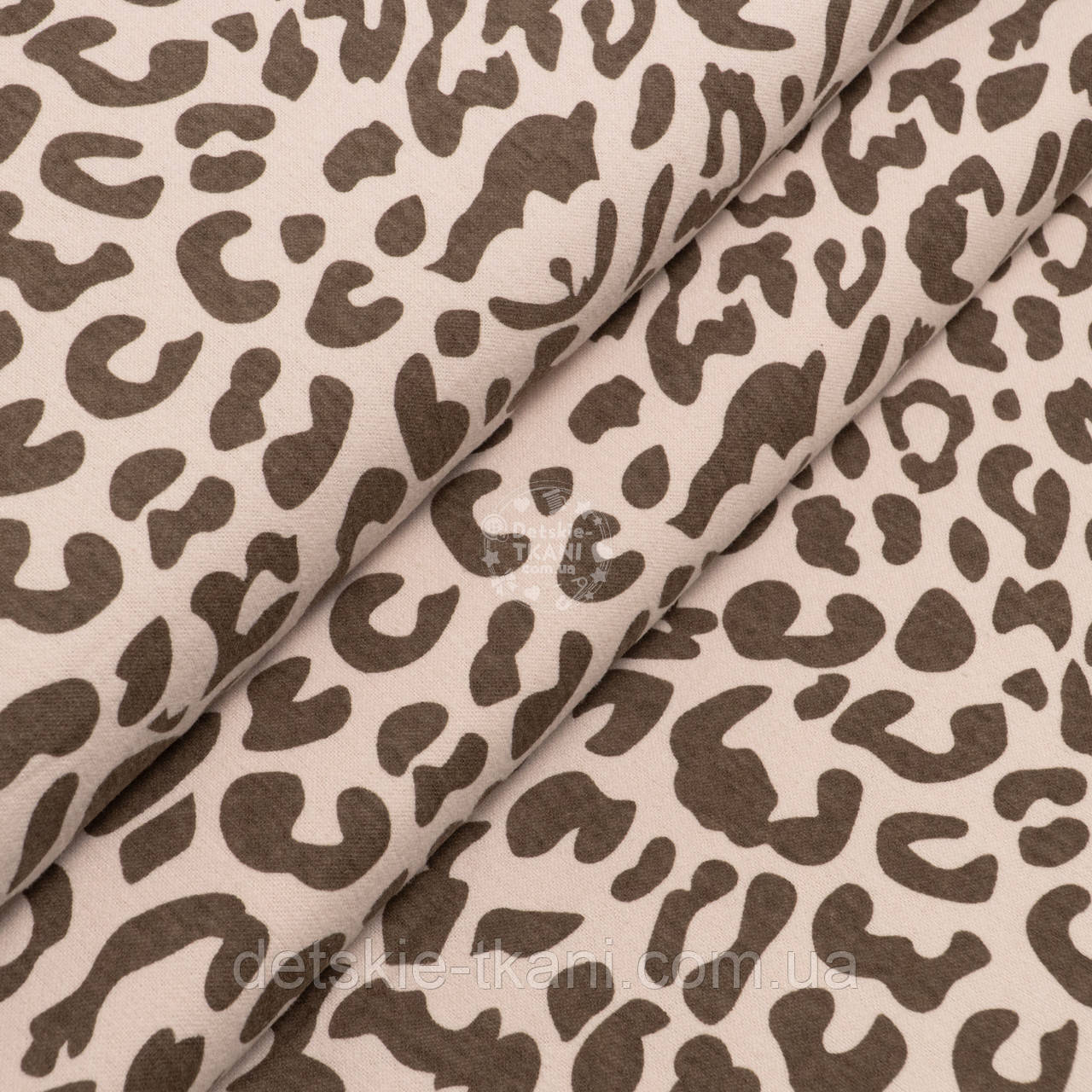 Фланель "Коричневий леопард на пудровому тлі", ширина 150 см, фото 1