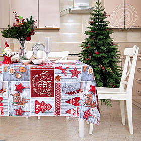 Новорічна скатертина рогожка "Чудеса" 120x150 см.