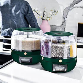 Великий диспенсер для круп, органайзер, що обертається, для зберігання сипучих продуктів