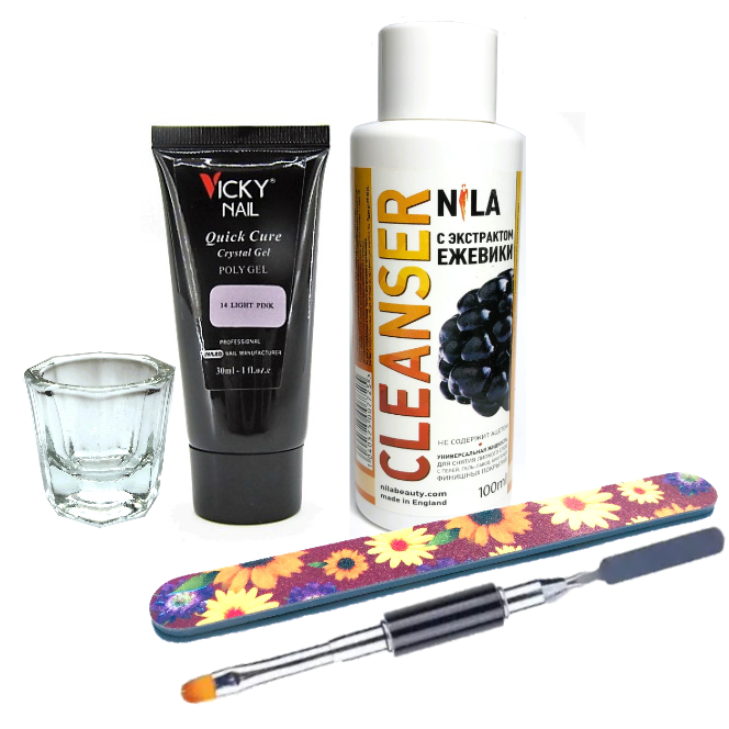 Набір для нарощування нігтів полігелем (гелем гібрідом), фото 1