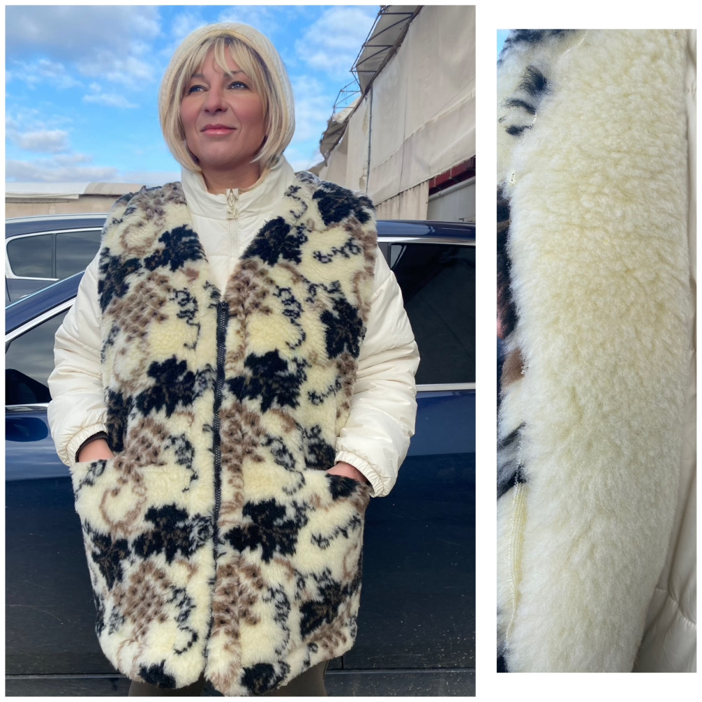 Жіночий зимовий хутряний (овчина) жилет-безрукавка великі розміри (з 48 по 64)