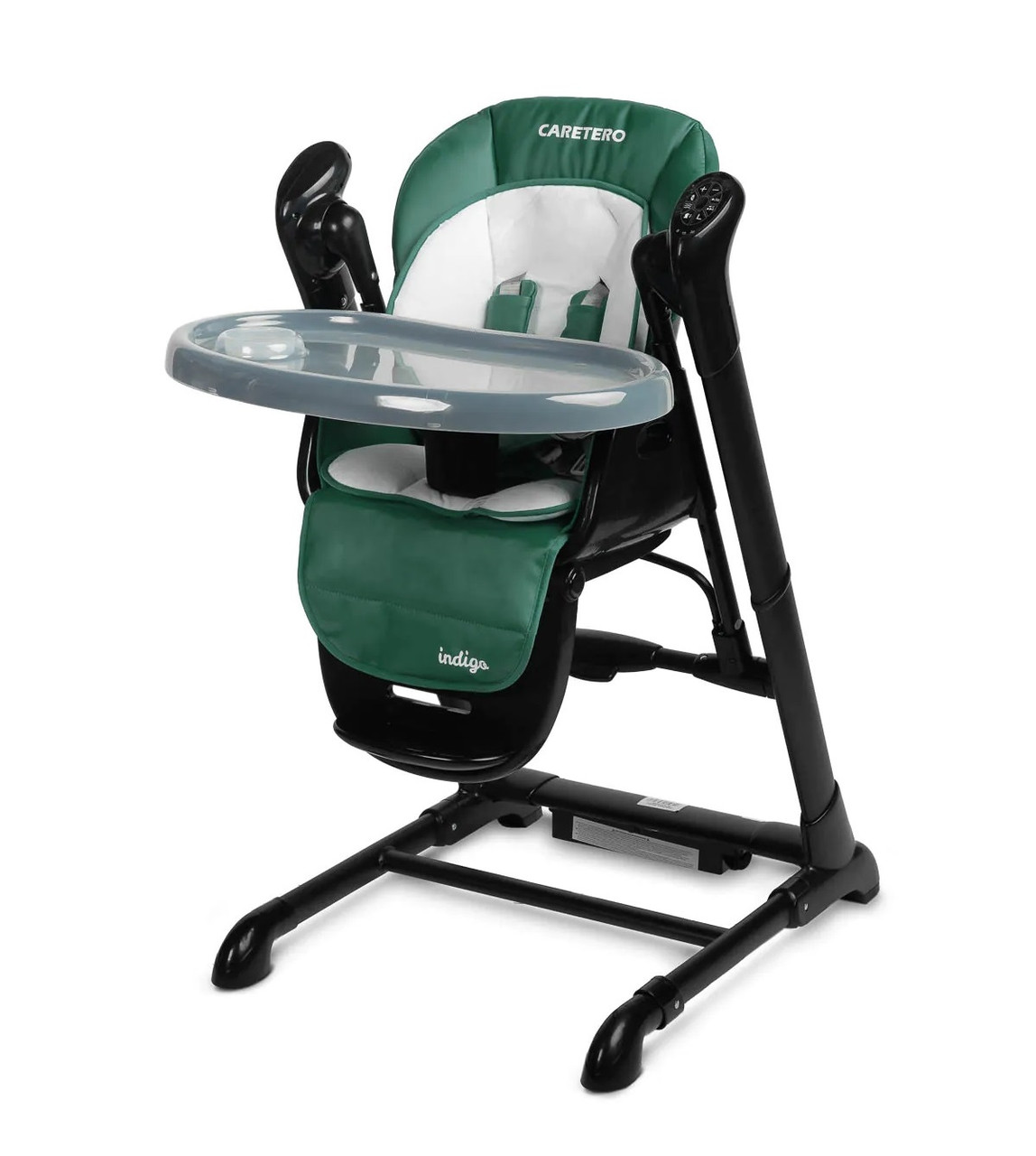 Крісло-гойдалка + стільчик для годування дитини 2в1 Caretero INDIGO Black Green / Дитяче крісло гойдалка, фото 1