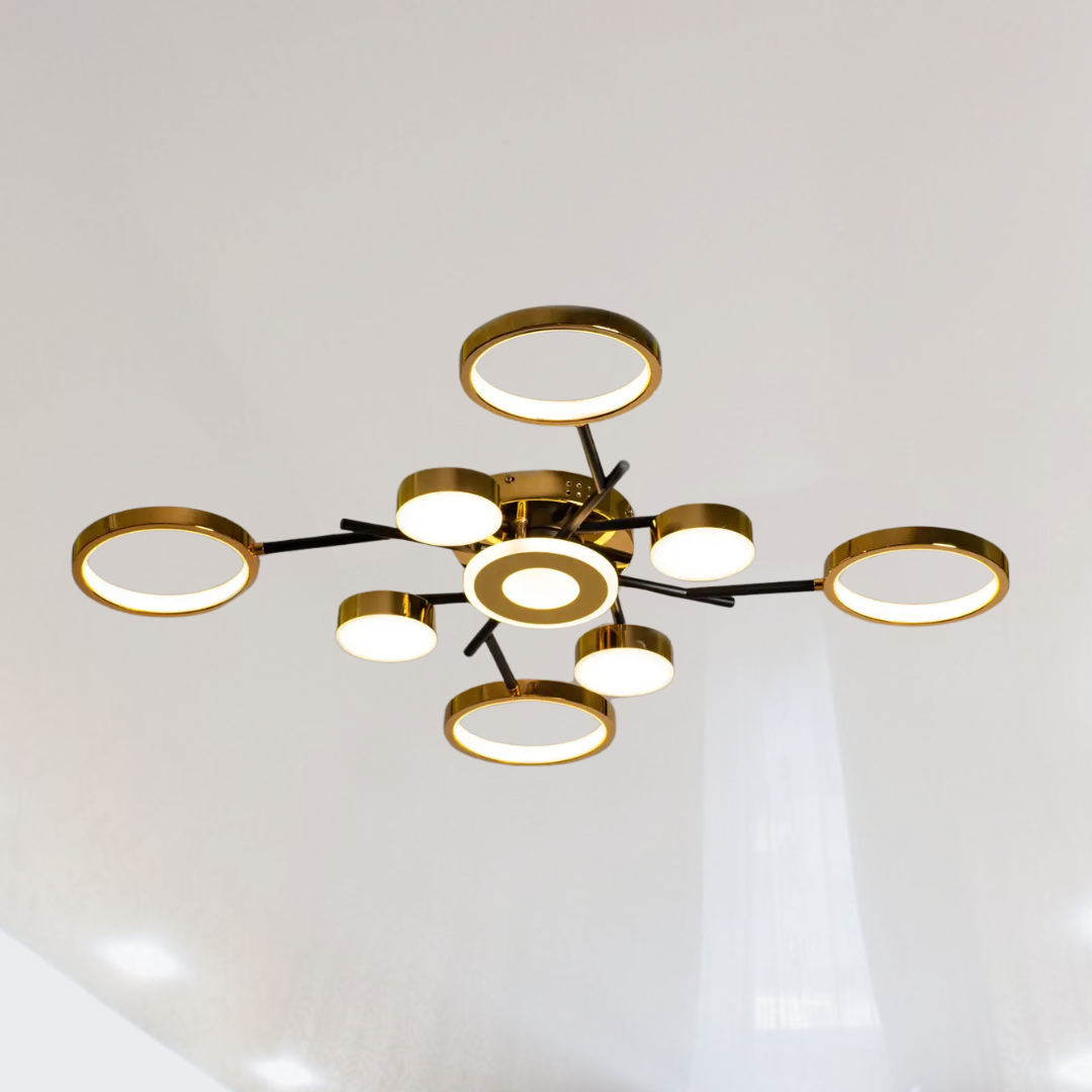 Люстра лед стельова з пультом  SVET 168W до 30 м² колір Золотистий SY-7811/9 BK+GD, фото 1