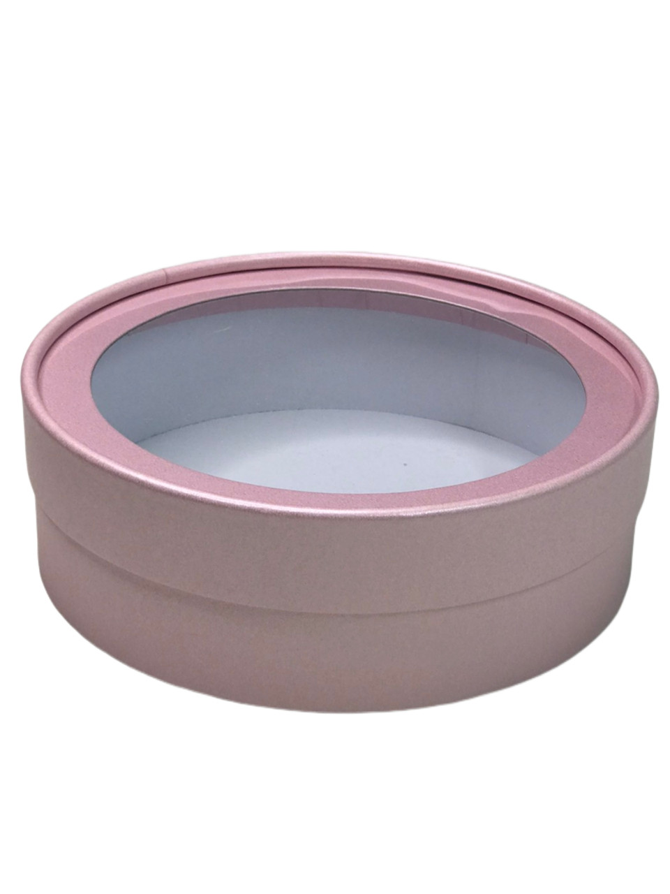 Коробка 30*6 з прозорою кришкою (рожевий перламутр)