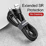 Кабель USB Baseus Cafule Type-C 2A 2m, Black+Gray (CATKLF-CG1), фото 6