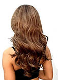 Перука русява з термоволосся середньої довжини без чубчика коричнева (LC2164), фото 2
