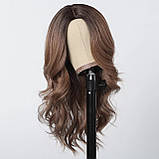 Перука русява з термоволосся середньої довжини без чубчика коричнева (LC2164), фото 4