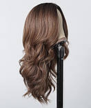 Перука русява з термоволосся середньої довжини без чубчика коричнева (LC2164), фото 5