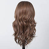 Перука русява з термоволосся середньої довжини без чубчика коричнева (LC2164), фото 6