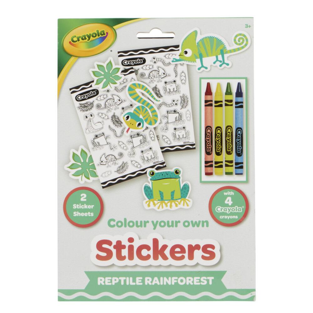 Crayola Розмальовки-наліпки "Рептилії в тропічному лісі" з олівцями., фото 1