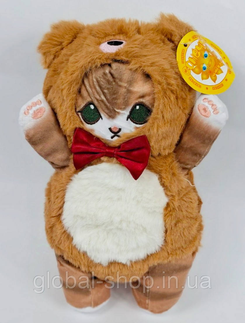 М'яка іграшка Котик Аніме в костюмі ведмежатко 30 см