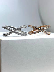 Срібна каблучка з фіанітами "Minimal"