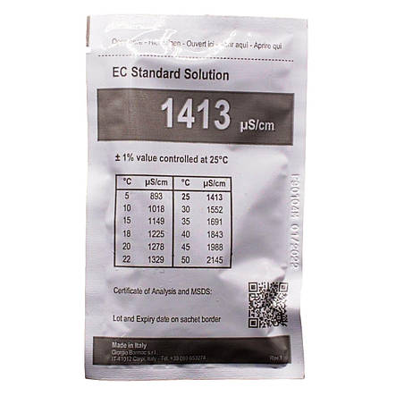 Саші з калібрувальним розчином для кондуктометрів XS SACHET 25ml EC 1413 (1413 μs/cm, 1x25 мл, NIST), фото 3