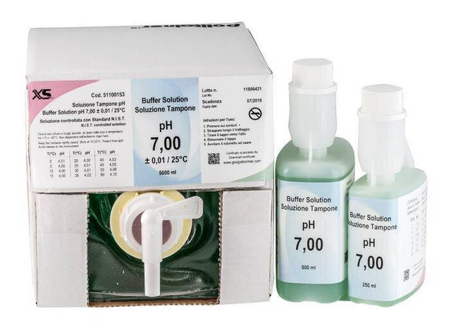 Буферний розчин для pH-метрів (pH 7.00, NIST, 500 мл) XS Solution pH 7.00 1x500 ml, фото 1