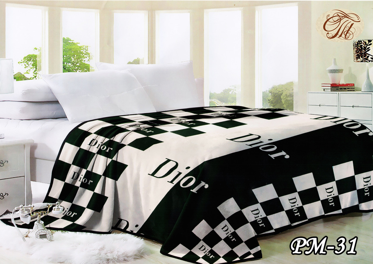 Плед із флису Діор чорно-білий (160х210), фото 1