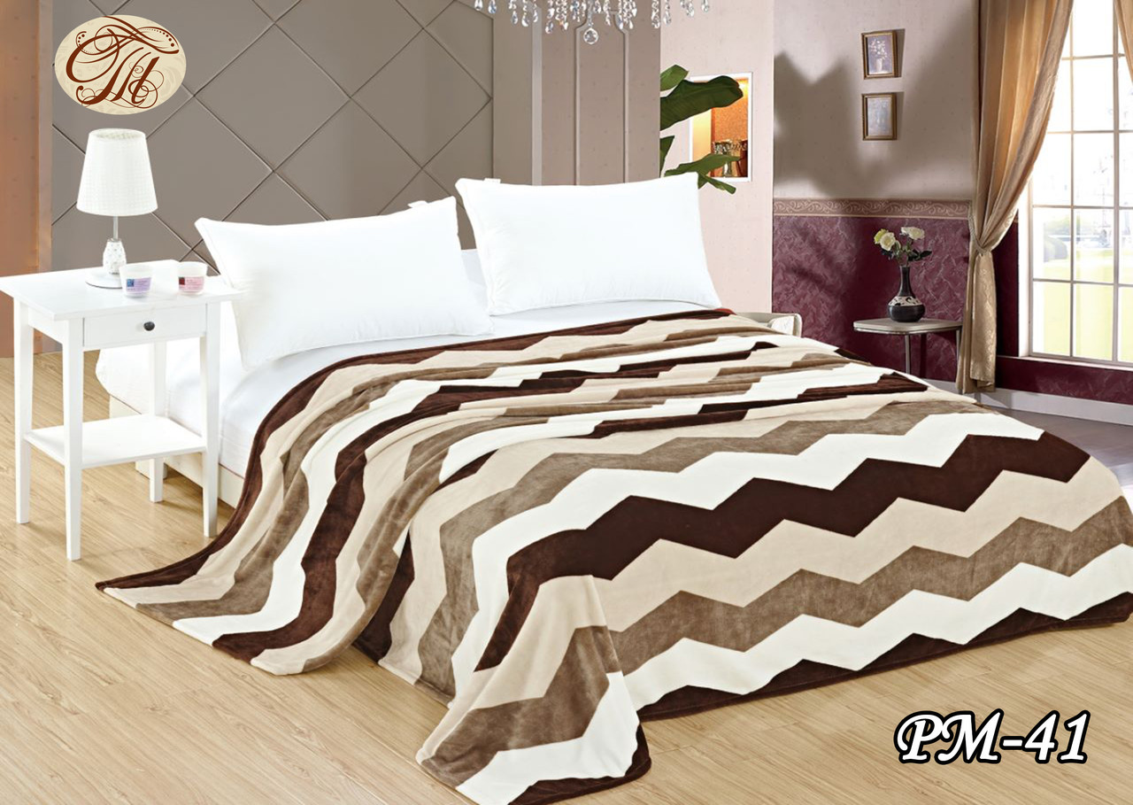 Плед із флису Зіґзаг бежевий (160х210), фото 1