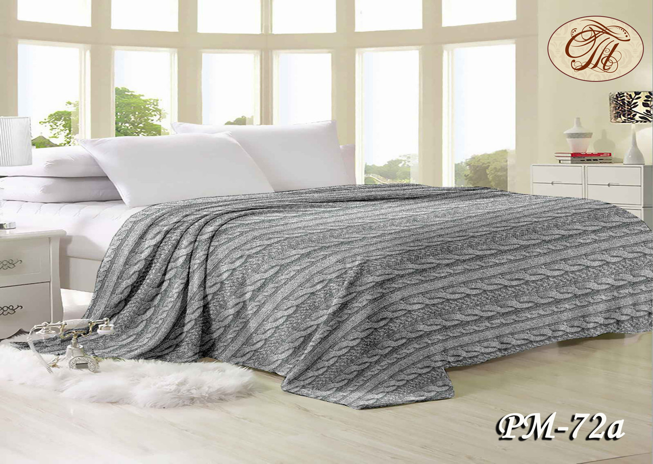 Плед з флісу В'язанка сіра (140*210), фото 1