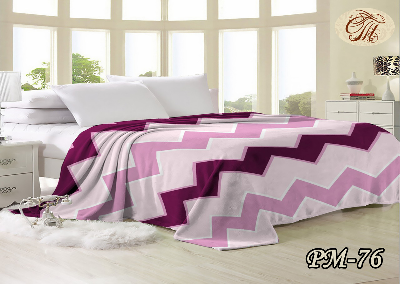 Плед із флісу Зигзаг бузковий (160х210), фото 1