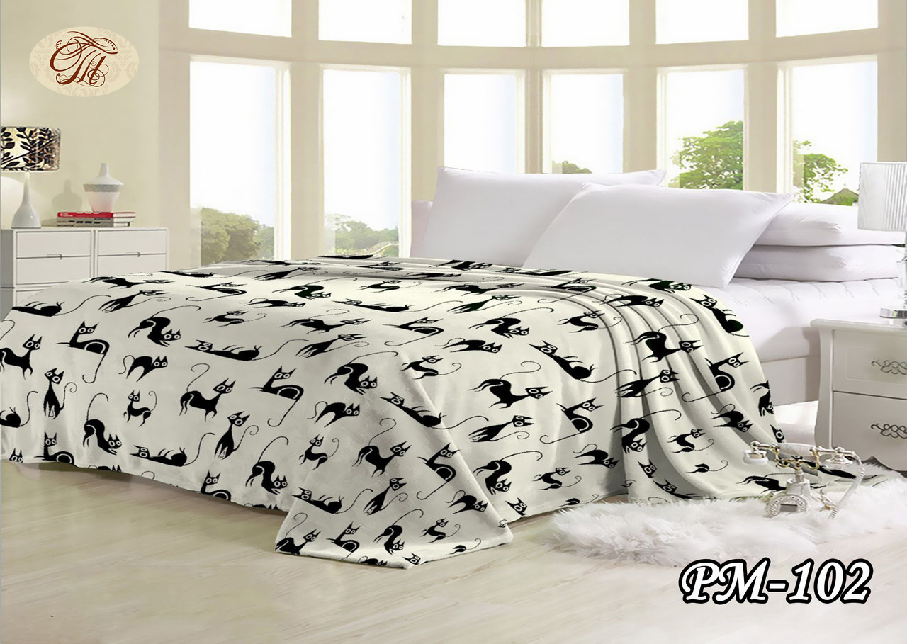 Плед з флісу Коти на сірому (160х210), фото 1