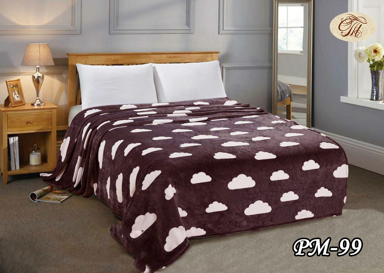 Плед з флісу Хмари на бордовому (200х220), фото 1